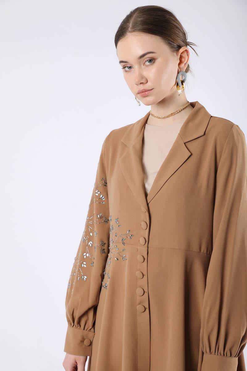Taşlı Tunik İkili Takım Camel