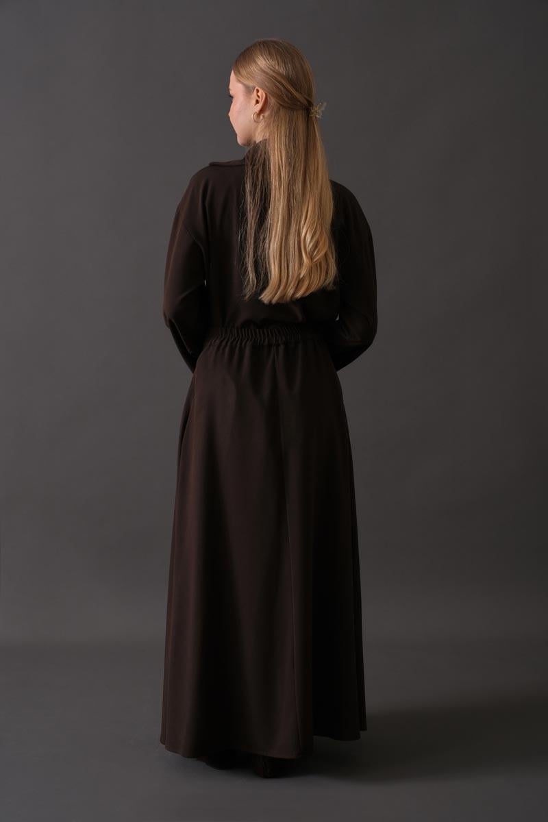 Toka Detaylı Etek Acı Kahve