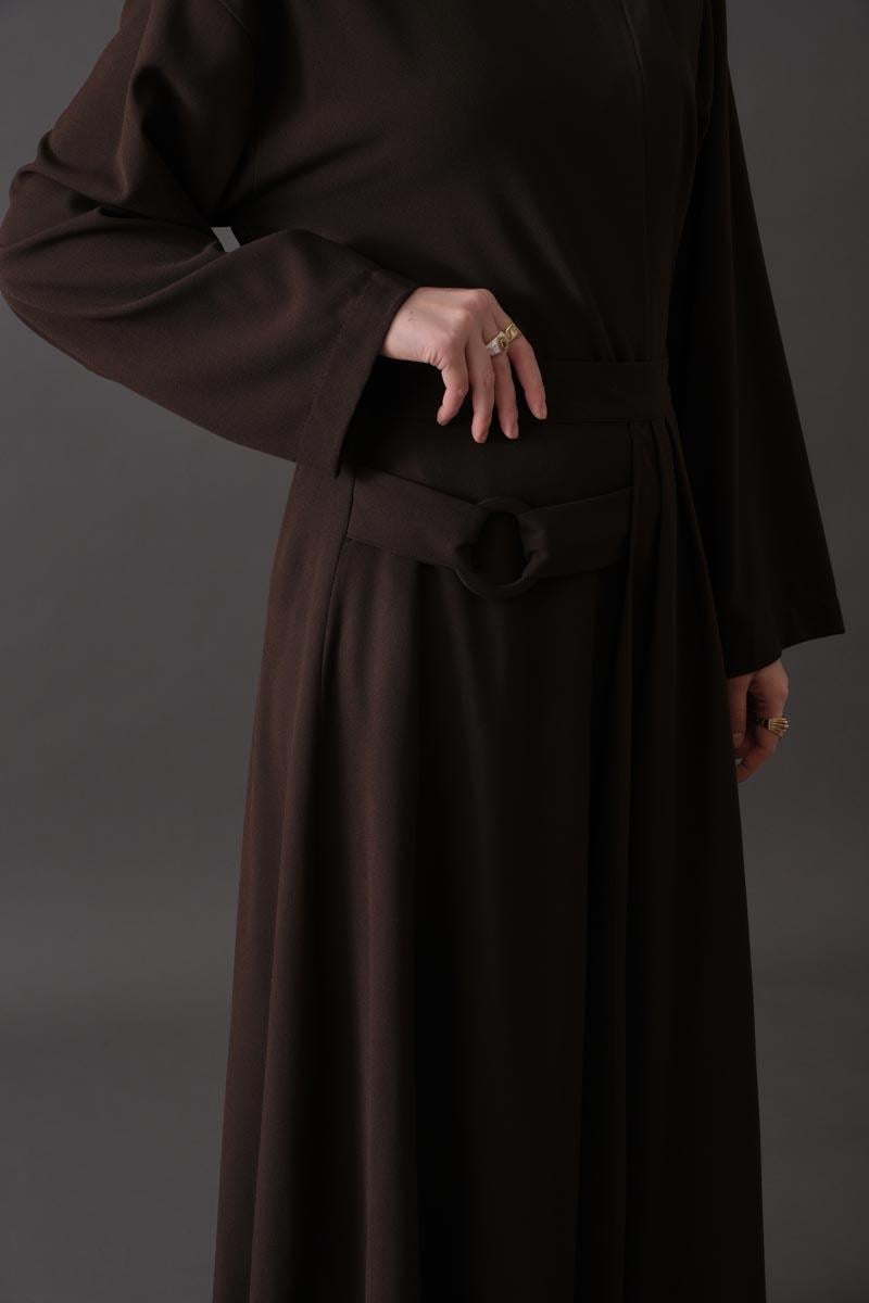 Toka Detaylı Etek Acı Kahve