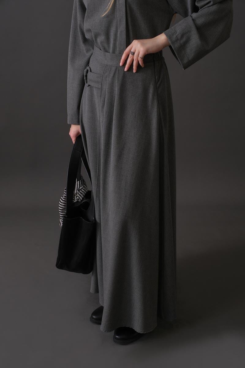 Toka Detaylı Etek Gri