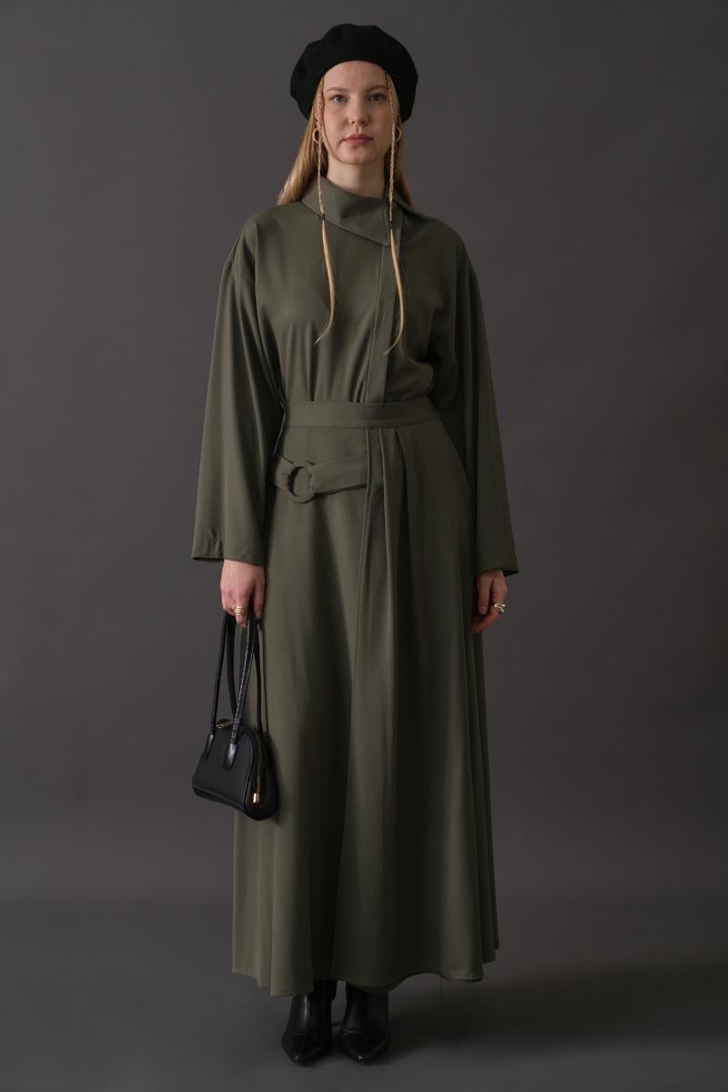 Toka Detaylı Etek Haki