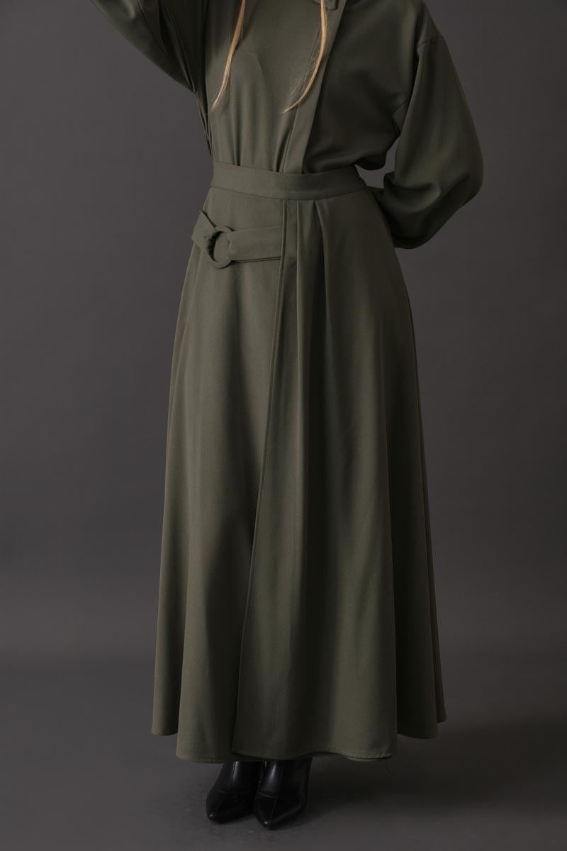 Toka Detaylı Etek Haki