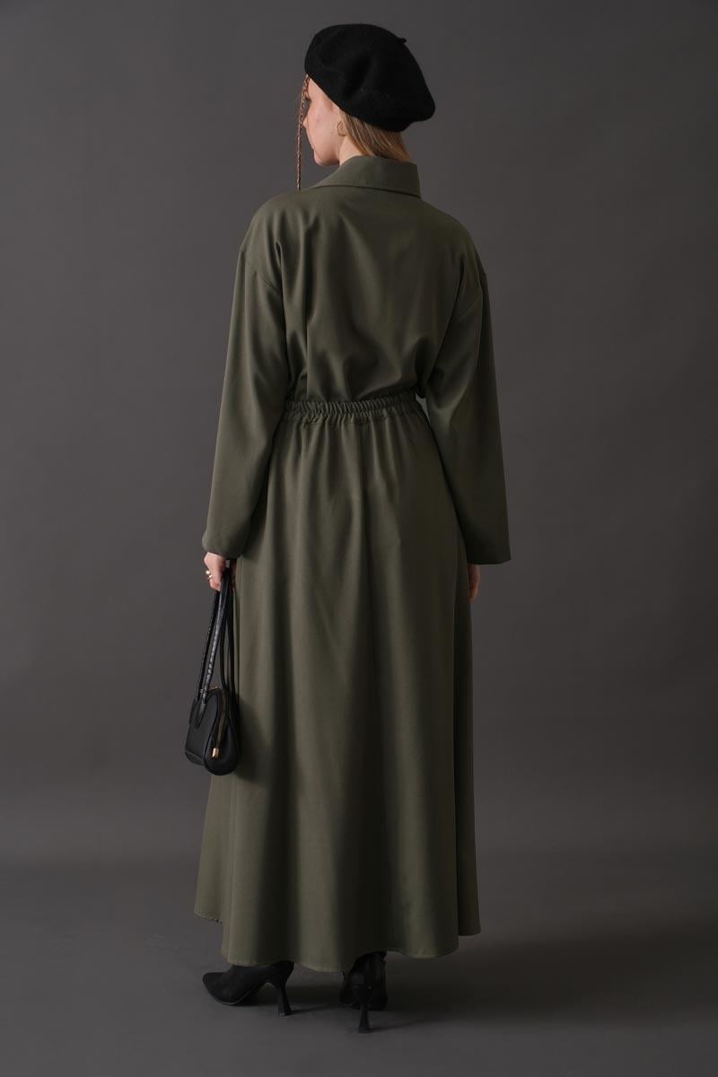 Toka Detaylı Etek Haki