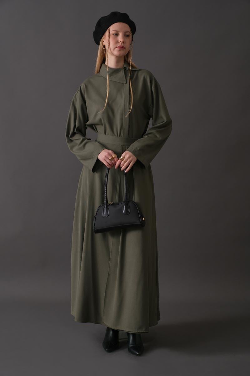 Toka Detaylı Etek Haki