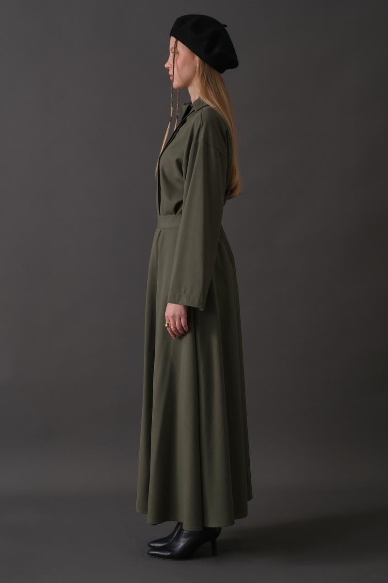 Toka Detaylı Etek Haki