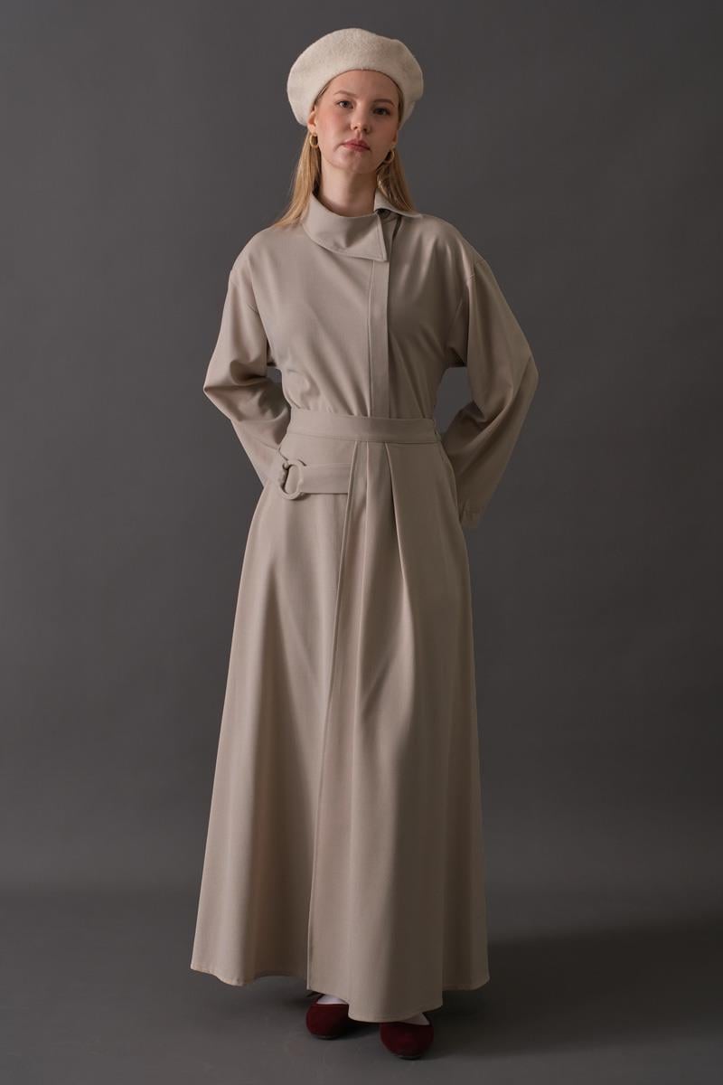 Toka Detaylı Etek Koyu Taş