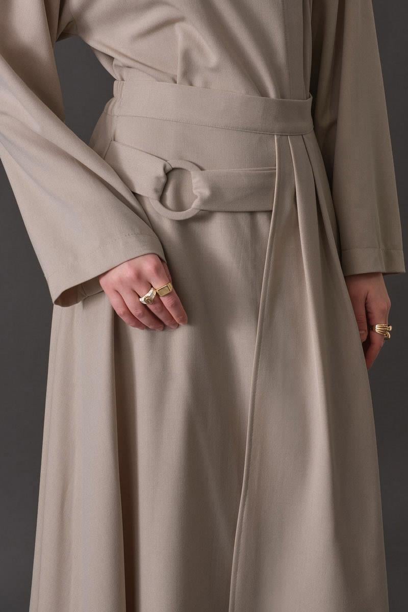 Toka Detaylı Etek Koyu Taş