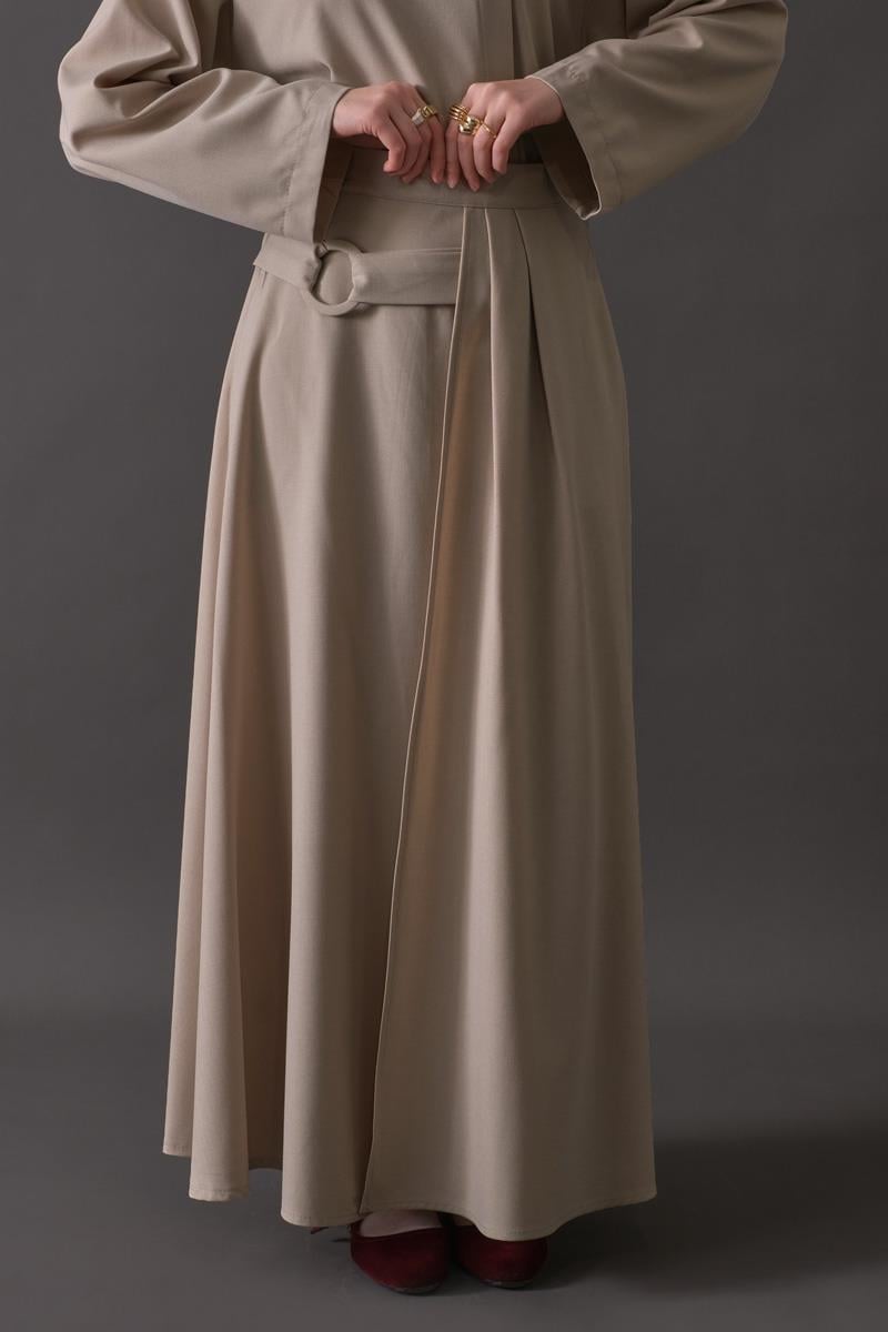 Toka Detaylı Etek Koyu Taş