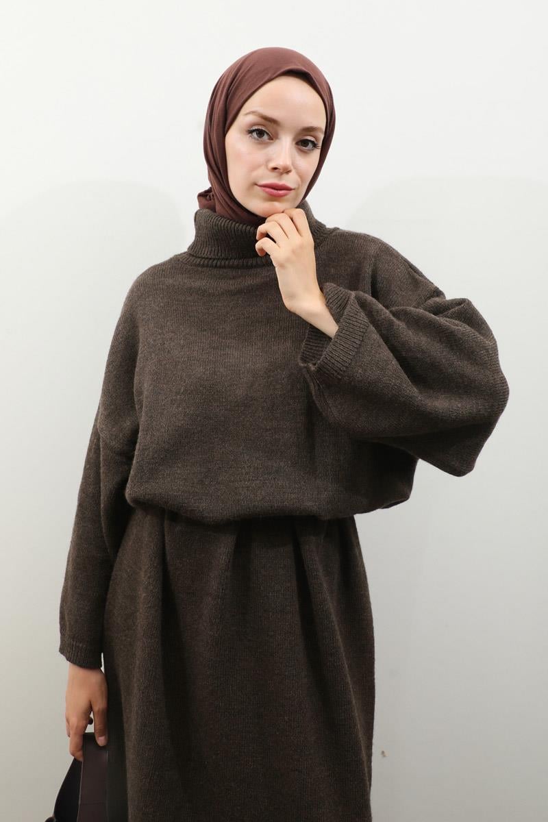 Triko Elbise Kahverengi
