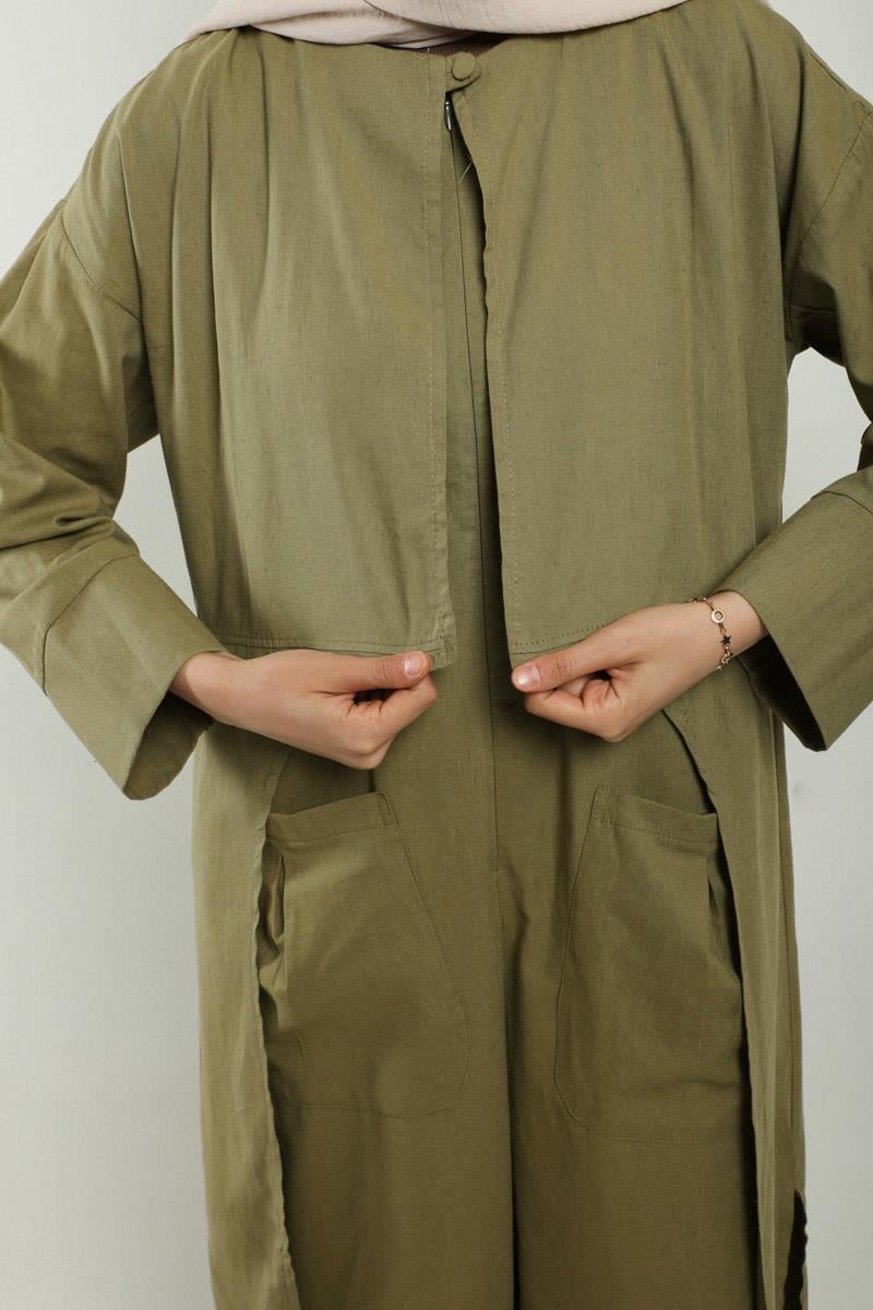 Tulumlu Abaya Takım Haki