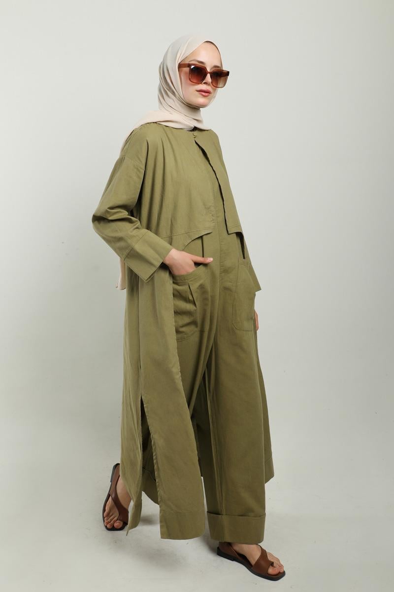 Tulumlu Abaya Takım Haki