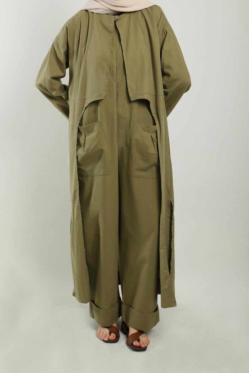 Tulumlu Abaya Takım Haki