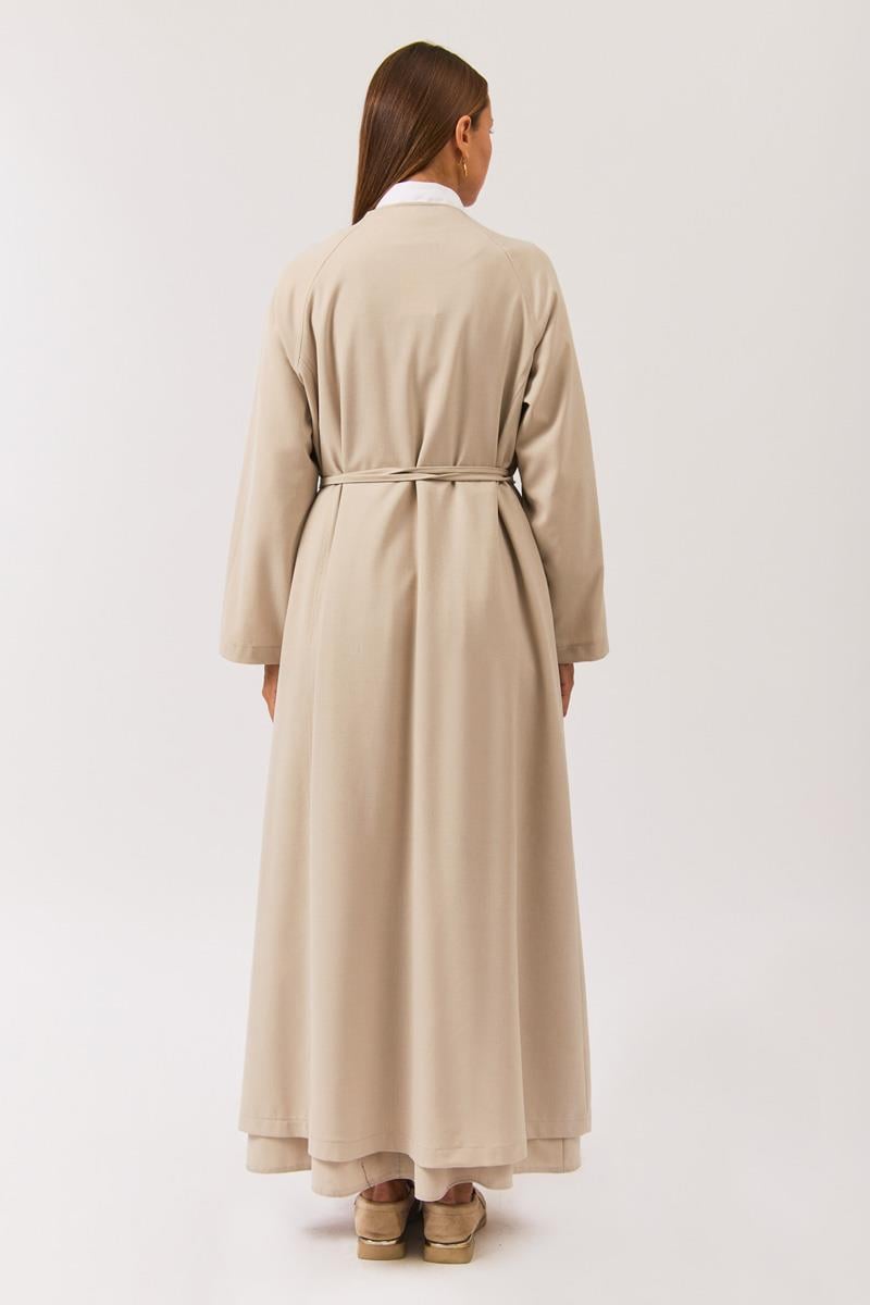 V Yaka Bağlamalı Abaya Taş