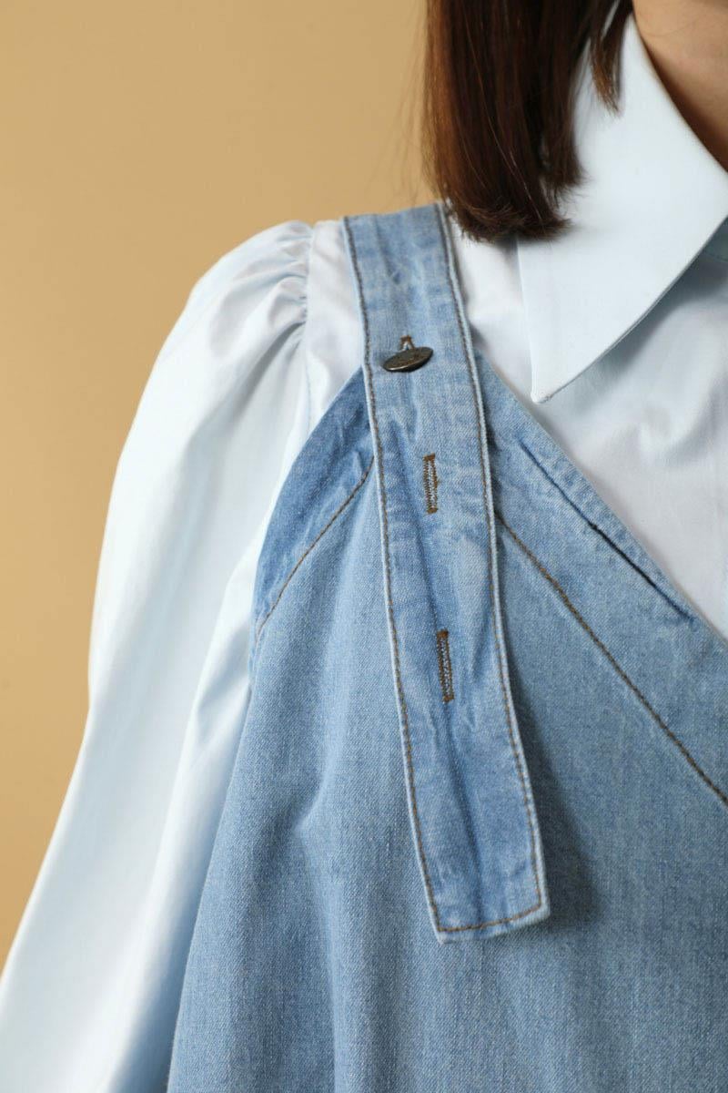 V Yaka Bağlamalı Jile Açık Mavi