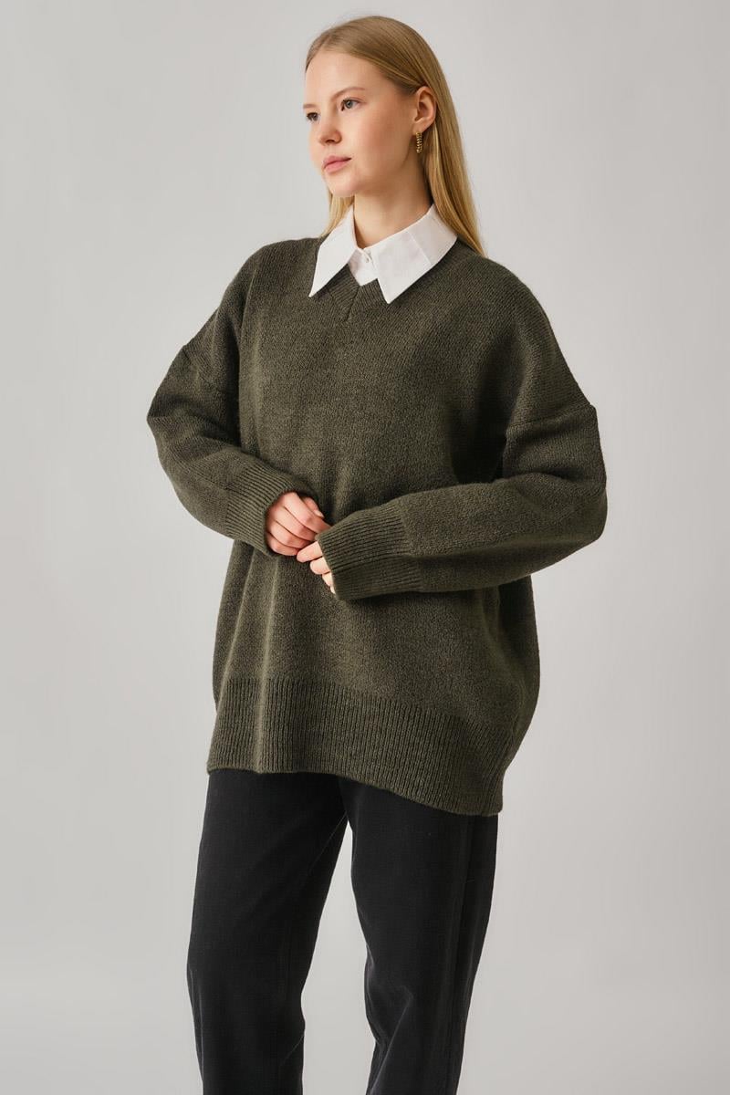 V Yaka Triko Kazak Haki