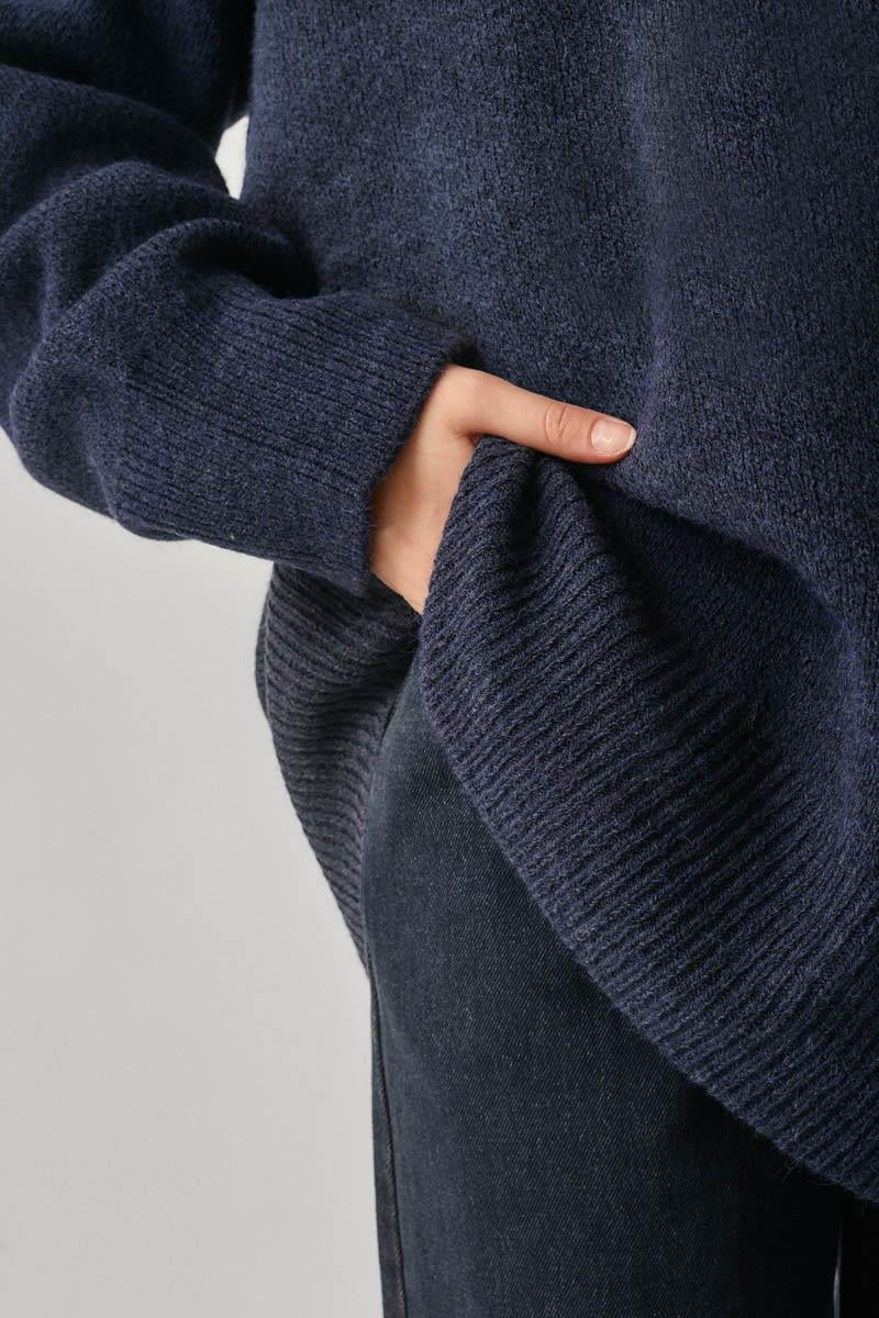 V Yaka Triko Kazak Lacivert