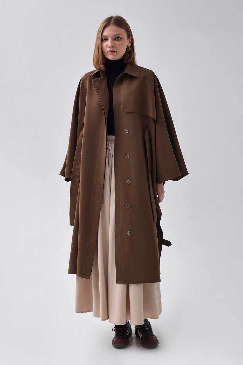 Yarasa Kol Trençkot Kahverengi