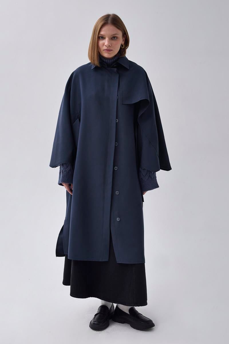 Yarasa Kol Trençkot Lacivert