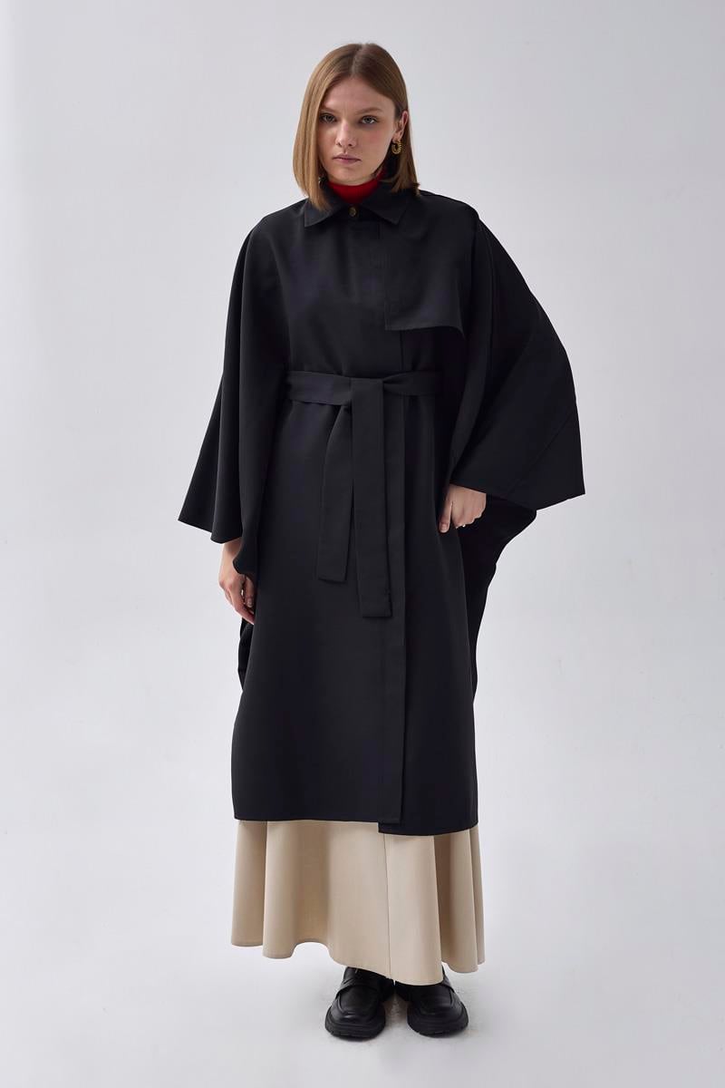 Yarasa Kol Trençkot Siyah