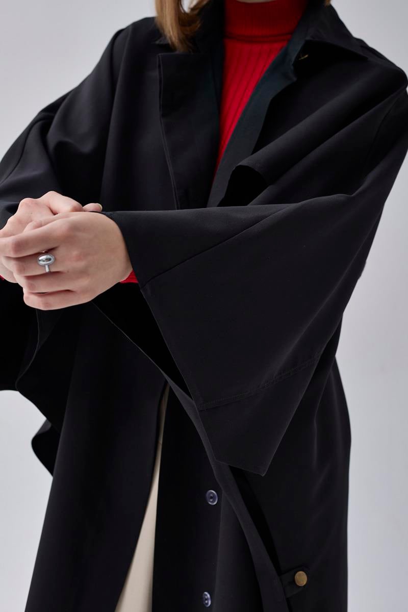 Yarasa Kol Trençkot Siyah