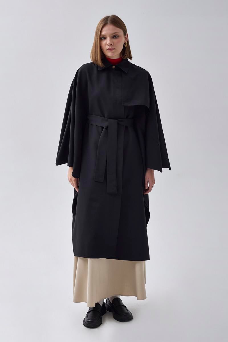 Yarasa Kol Trençkot Siyah