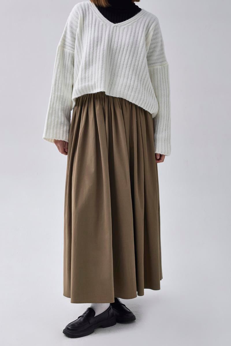 Yüksek Bel Pamuk Etek Kahverengi