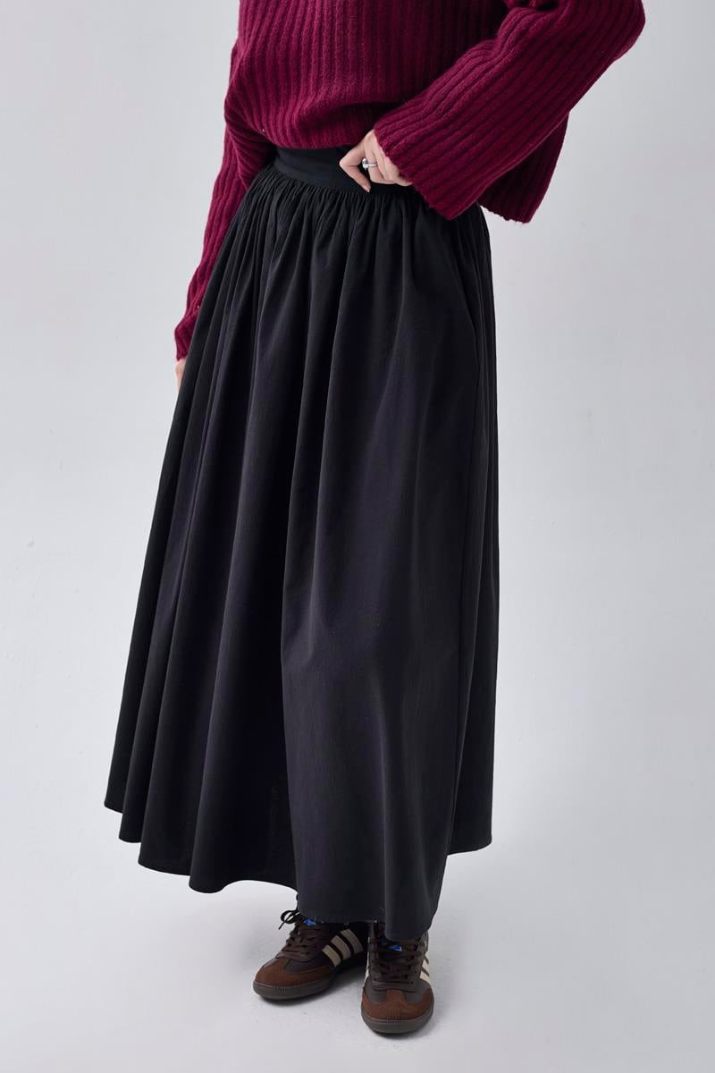 Yüksek Bel Pamuk Etek Siyah
