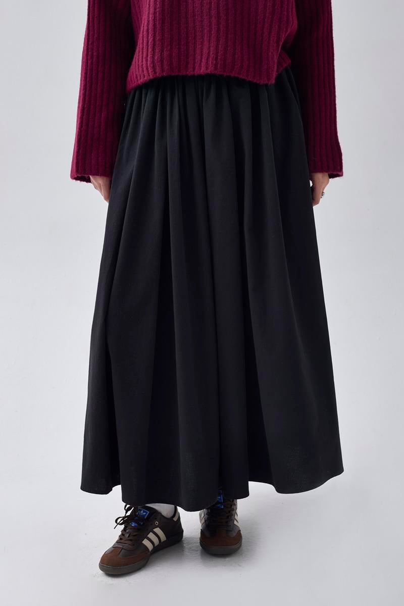 Yüksek Bel Pamuk Etek Siyah