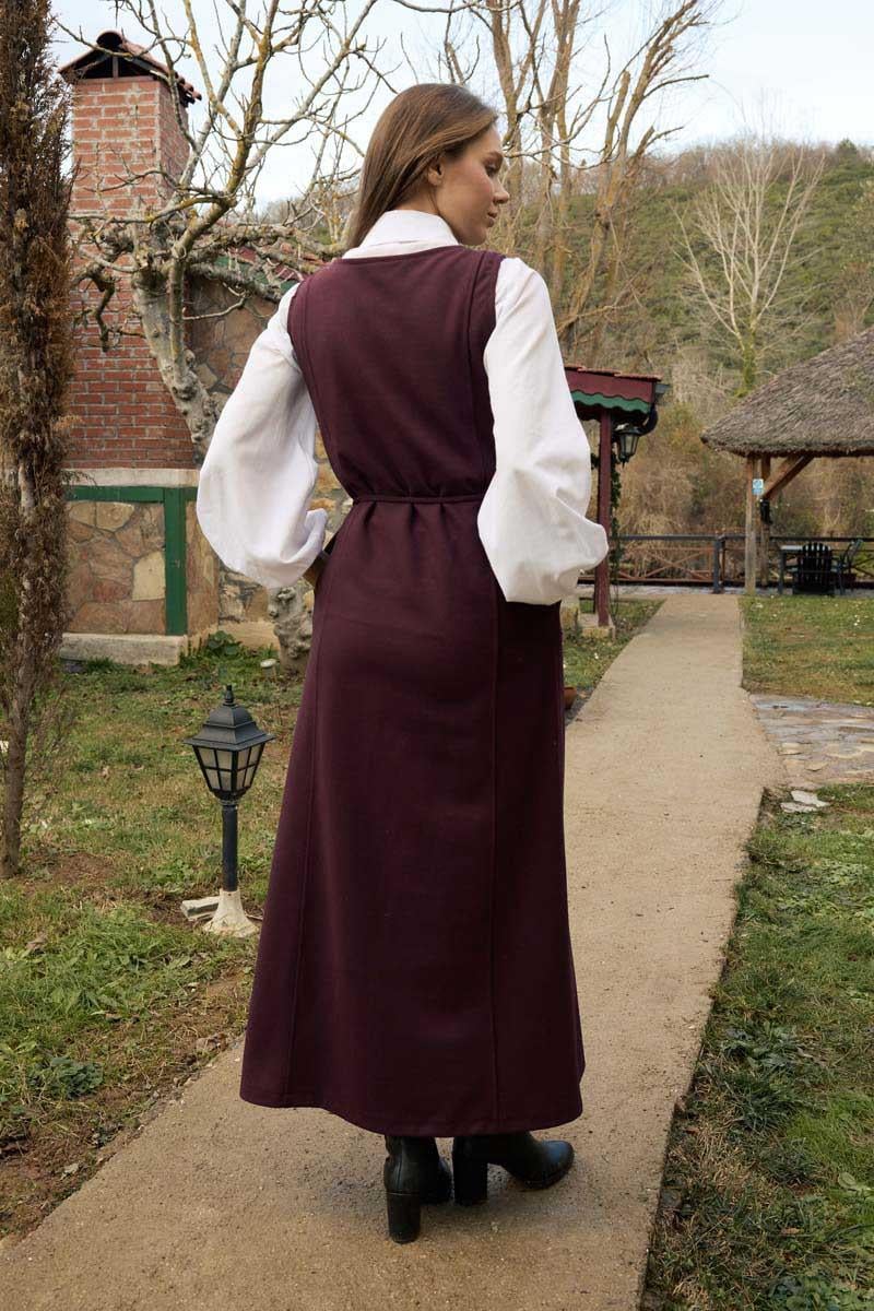 Yuvarlak Yaka Jile Bordo