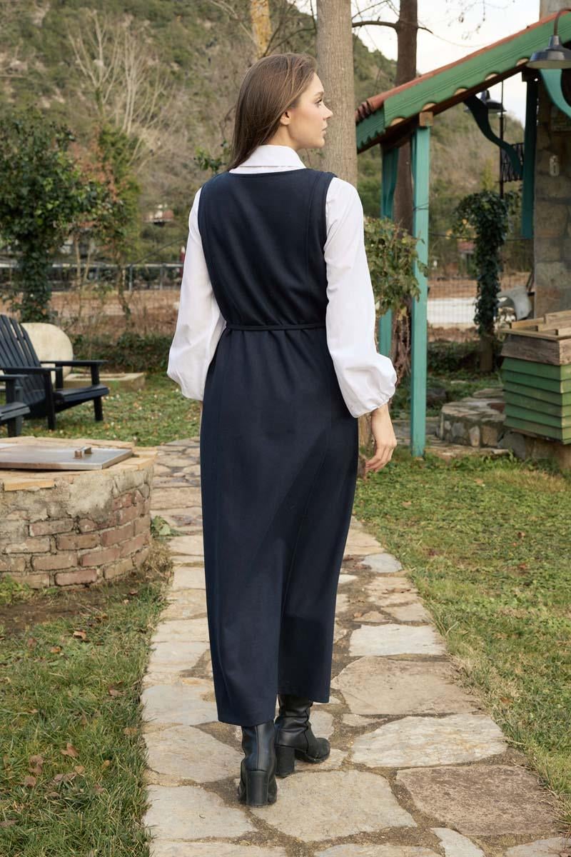 Yuvarlak Yaka Jile Lacivert