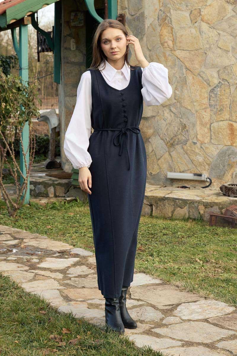 Yuvarlak Yaka Jile Lacivert