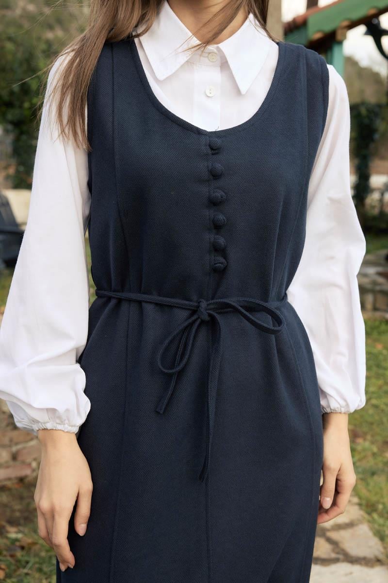 Yuvarlak Yaka Jile Lacivert