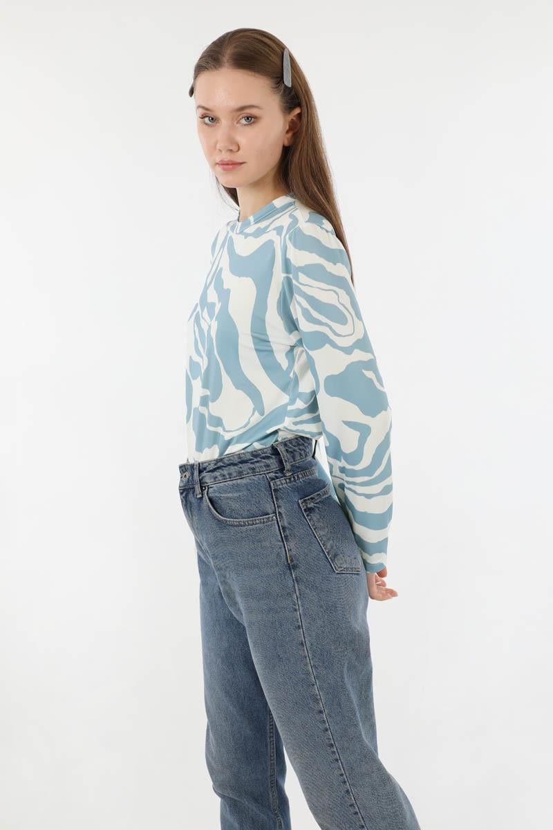 Zebra Desenli Body Bebe Mavisi