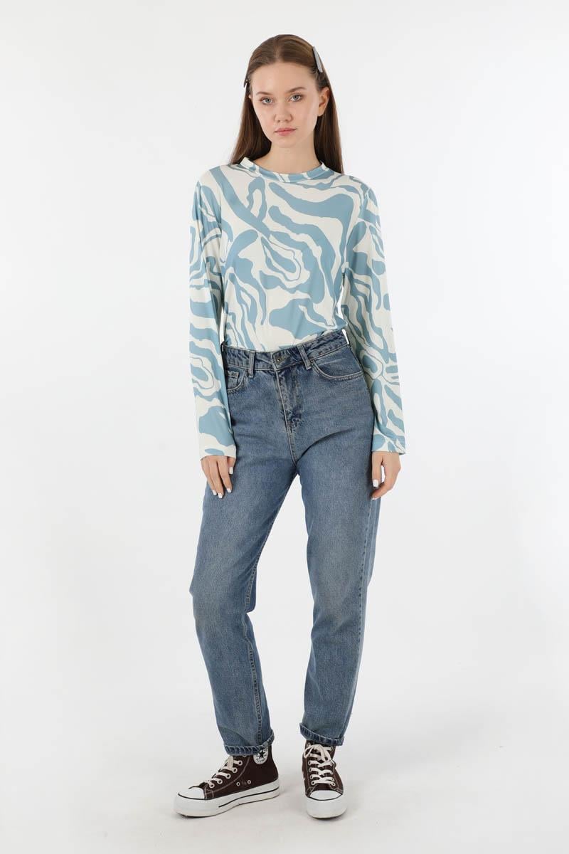 Zebra Desenli Body Bebe Mavisi