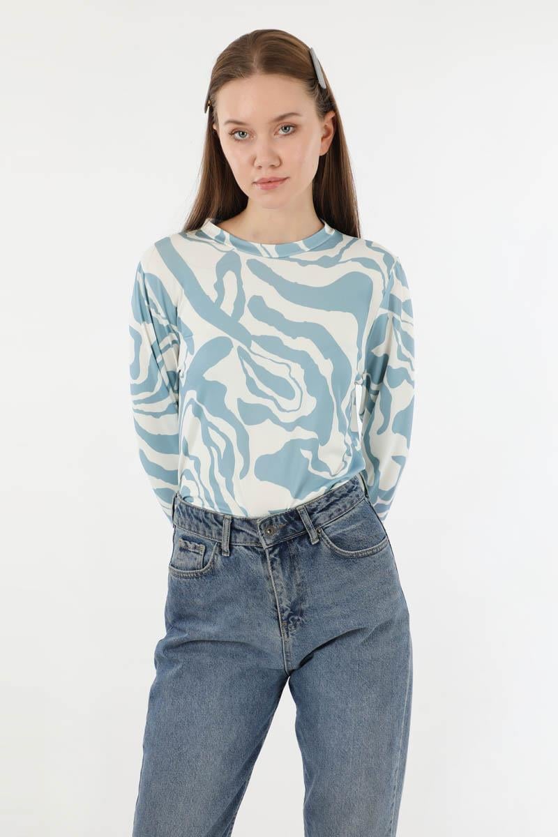 Zebra Desenli Body Bebe Mavisi