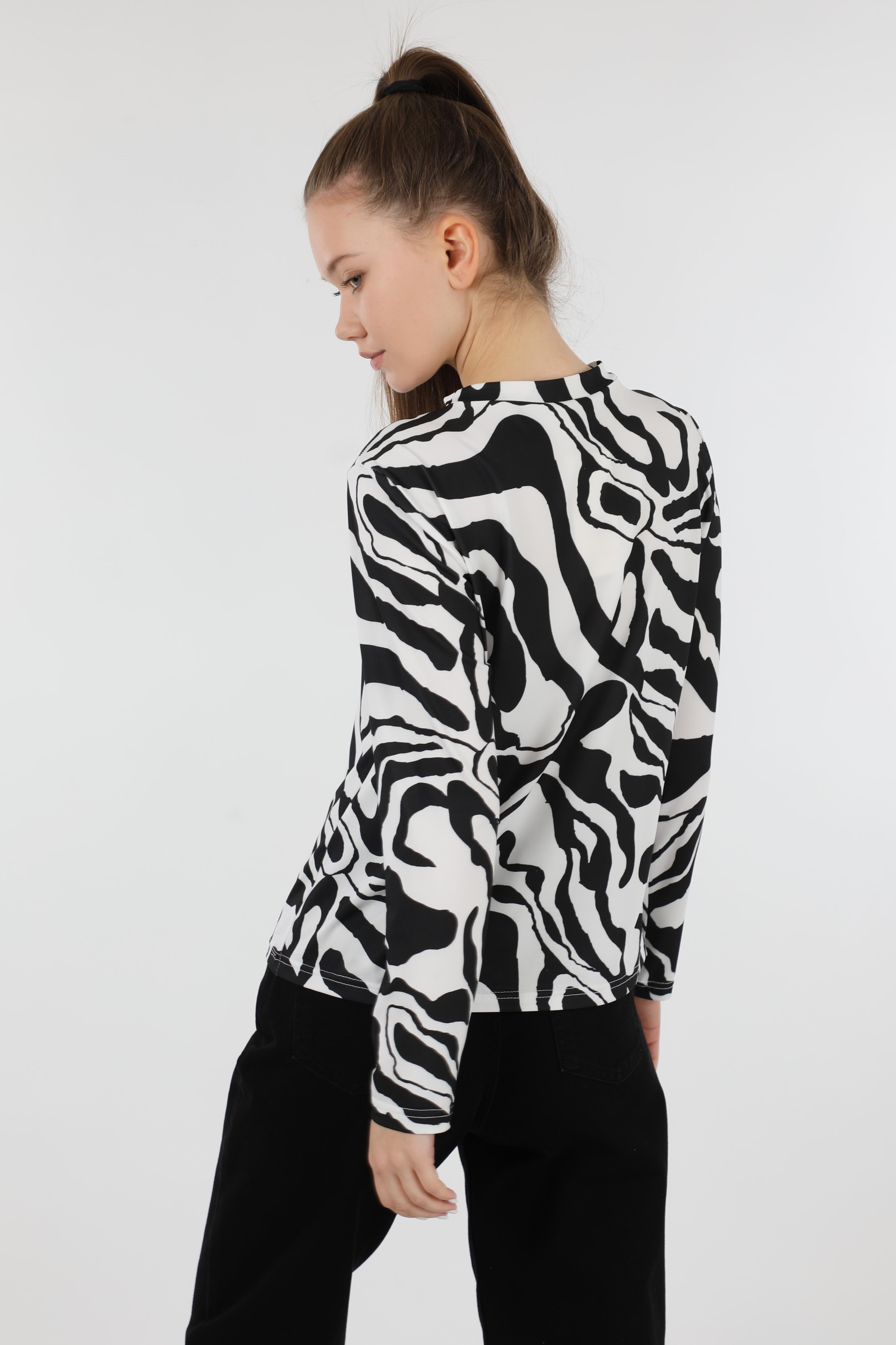 Zebra Desenli Body Siyah