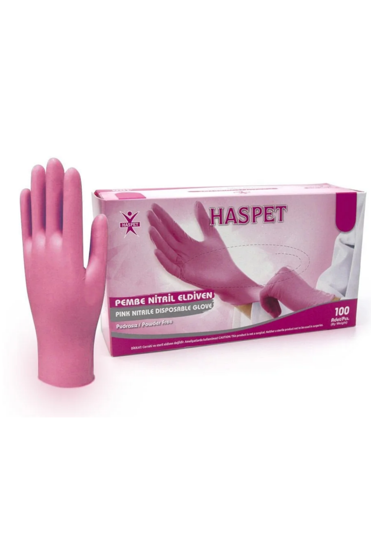 Haspet Nitril Eldiven Pembe M Beden 100lüHaspet
