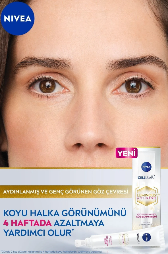 Nivea Visage Cellular Luminous 630 Koyu Halka Karşıtı Göz Bakım Kremi 15 Ml - Aydınlık Göz Çevresi, Hyaluronik Asit EtkiliNivea