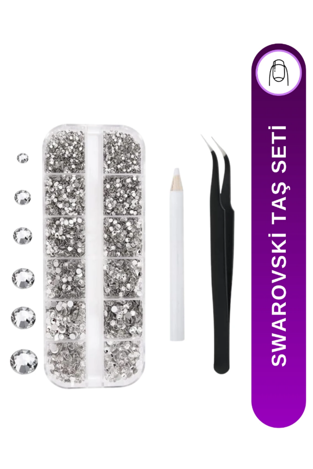 Ocean Tırnak Süsleme Taş Seti, Swarovski Nail Art Tırnak Süsleme Taşı, Süsleme Cımbızı, Süsleme Kalemi 3522Ocean