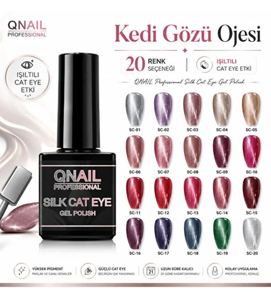 Qnail Kedi Gözü Kalıcı Oje ÇeşitleriQnail