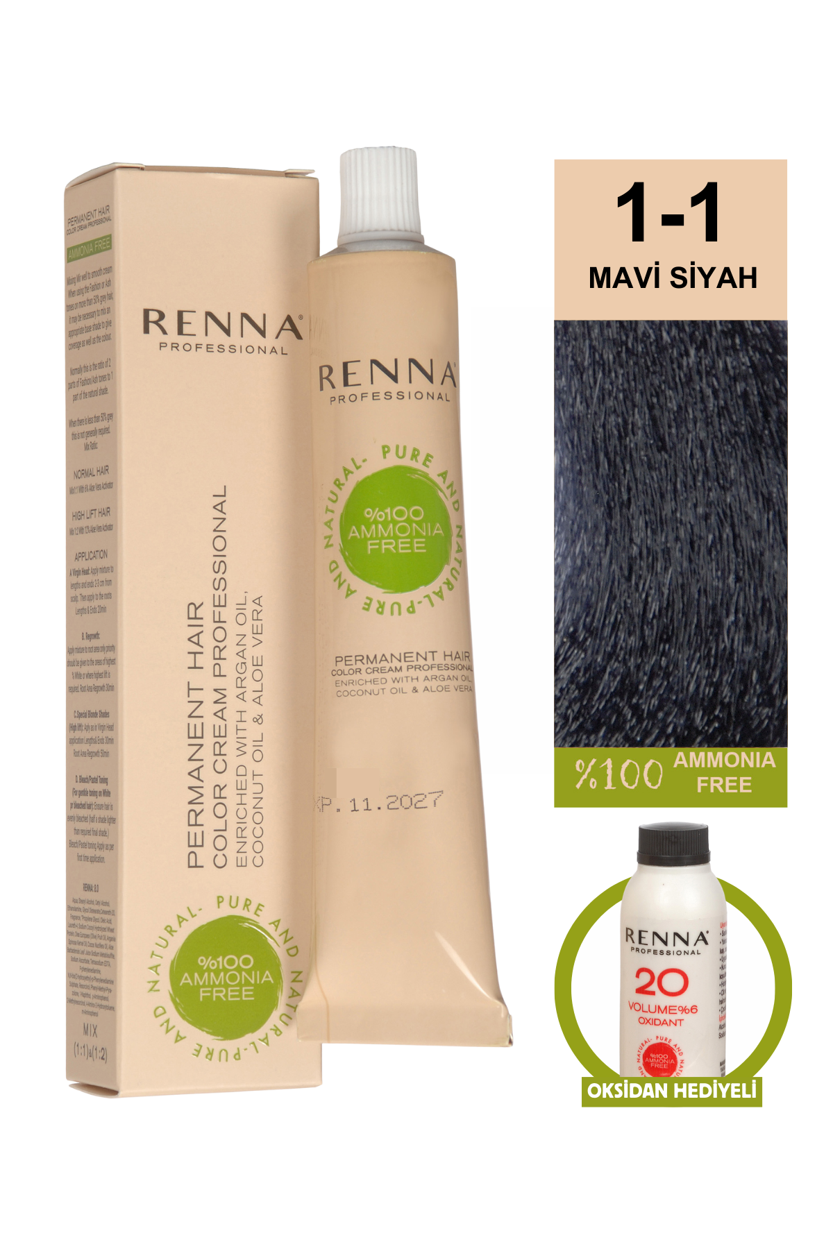 Renna Bitkisel Saç Boyası 1.1 Mavi Siyah 60 MlRenna