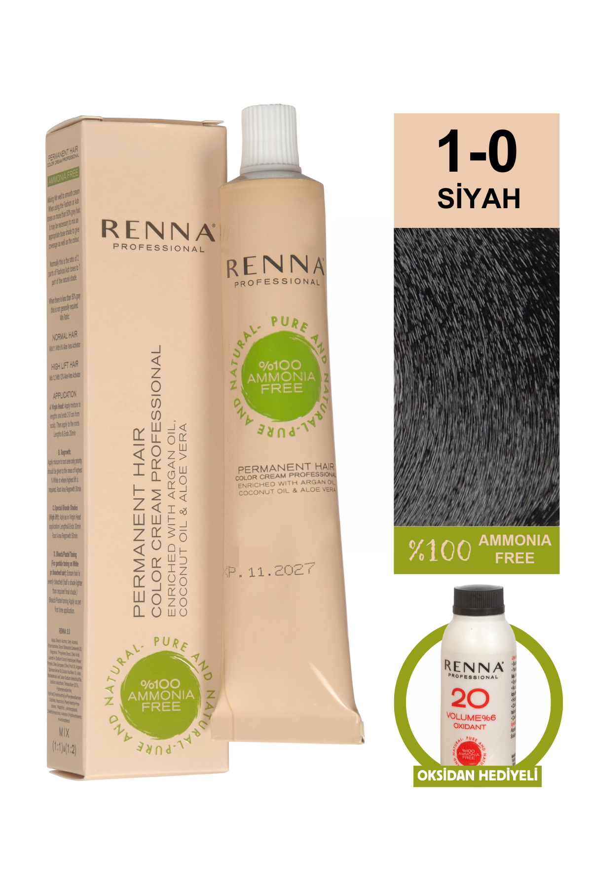 Renna Bitkisel Saç Boyası 1.0 Siyah 60 MlRenna