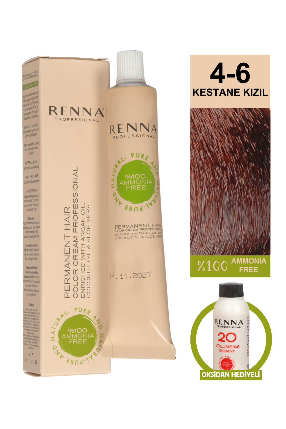 Renna Bitkisel Saç Boyası 4.6 Kestane Kızıl 60 MlRenna