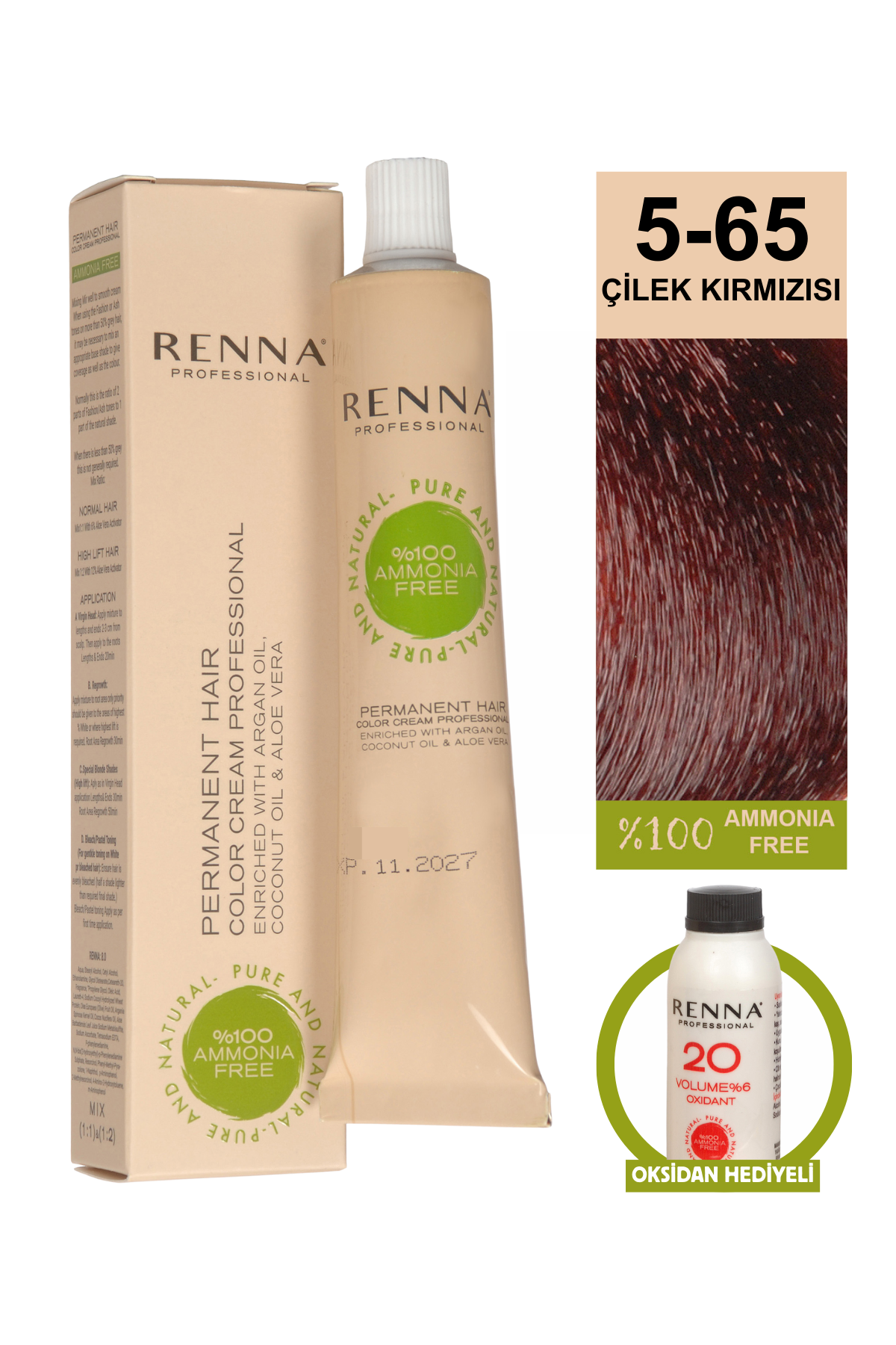 Renna Bitkisel Saç Boyası 5.65 Çilek Kırmızı 60 MlRenna