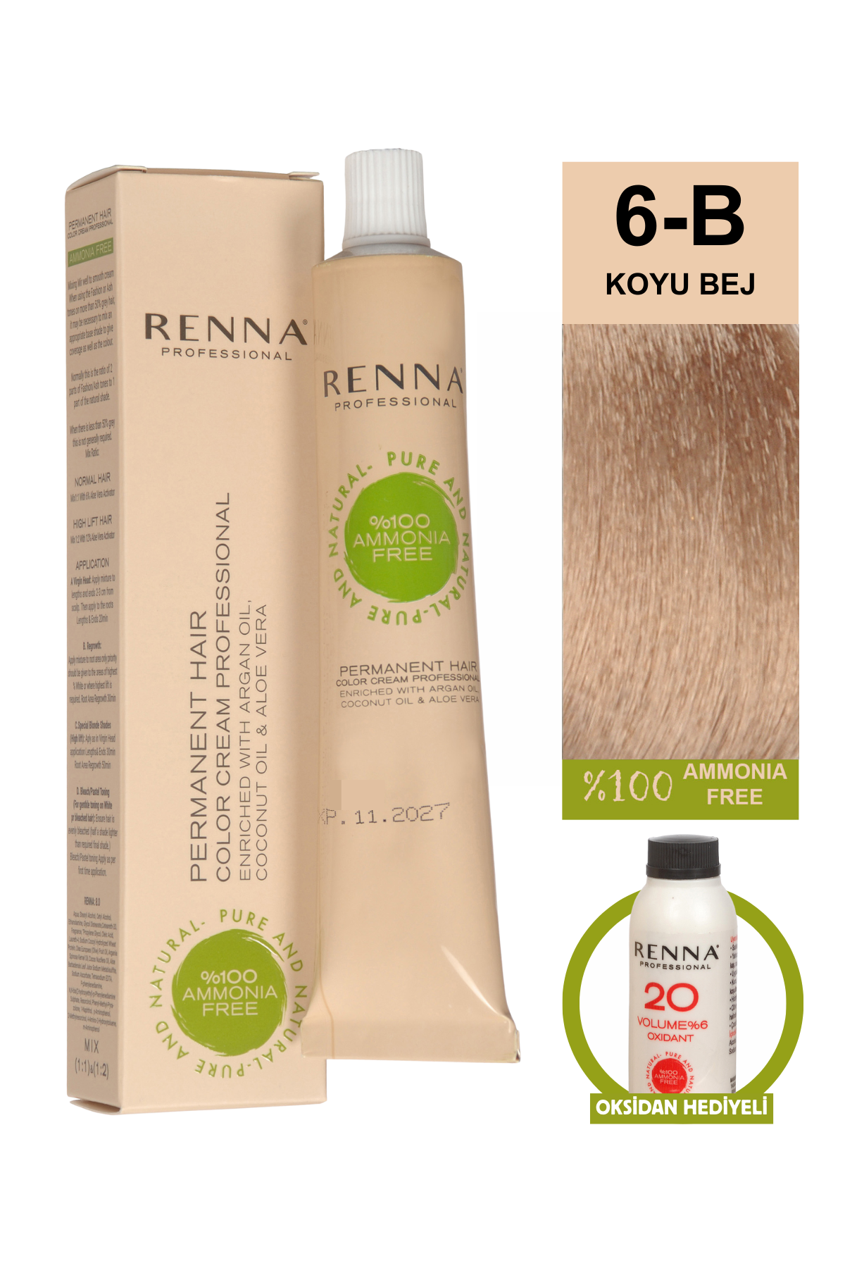Renna Bitkisel Saç Boyası 6B Koyu Bej 60 MlRenna