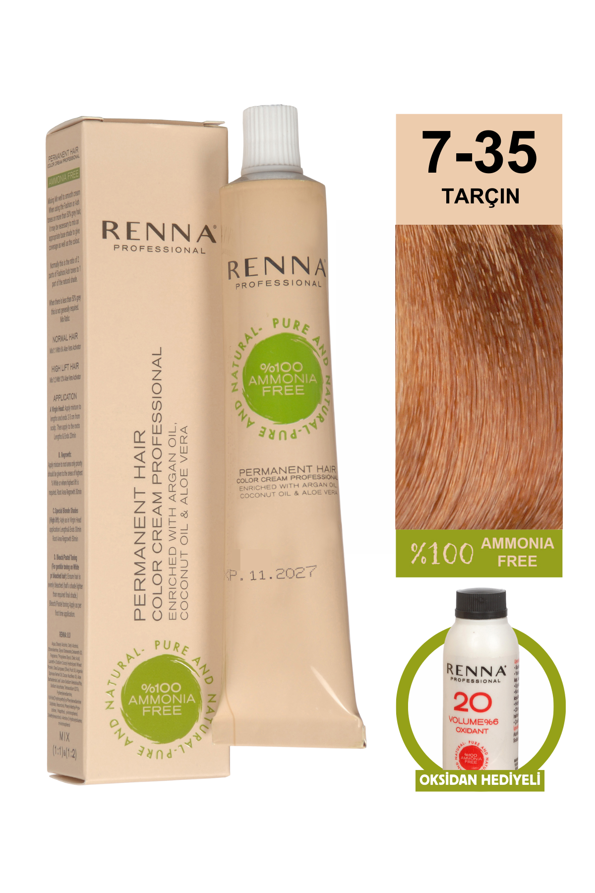 Renna Bitkisel Saç Boyası 7.35 Tarçın 60 MlRenna