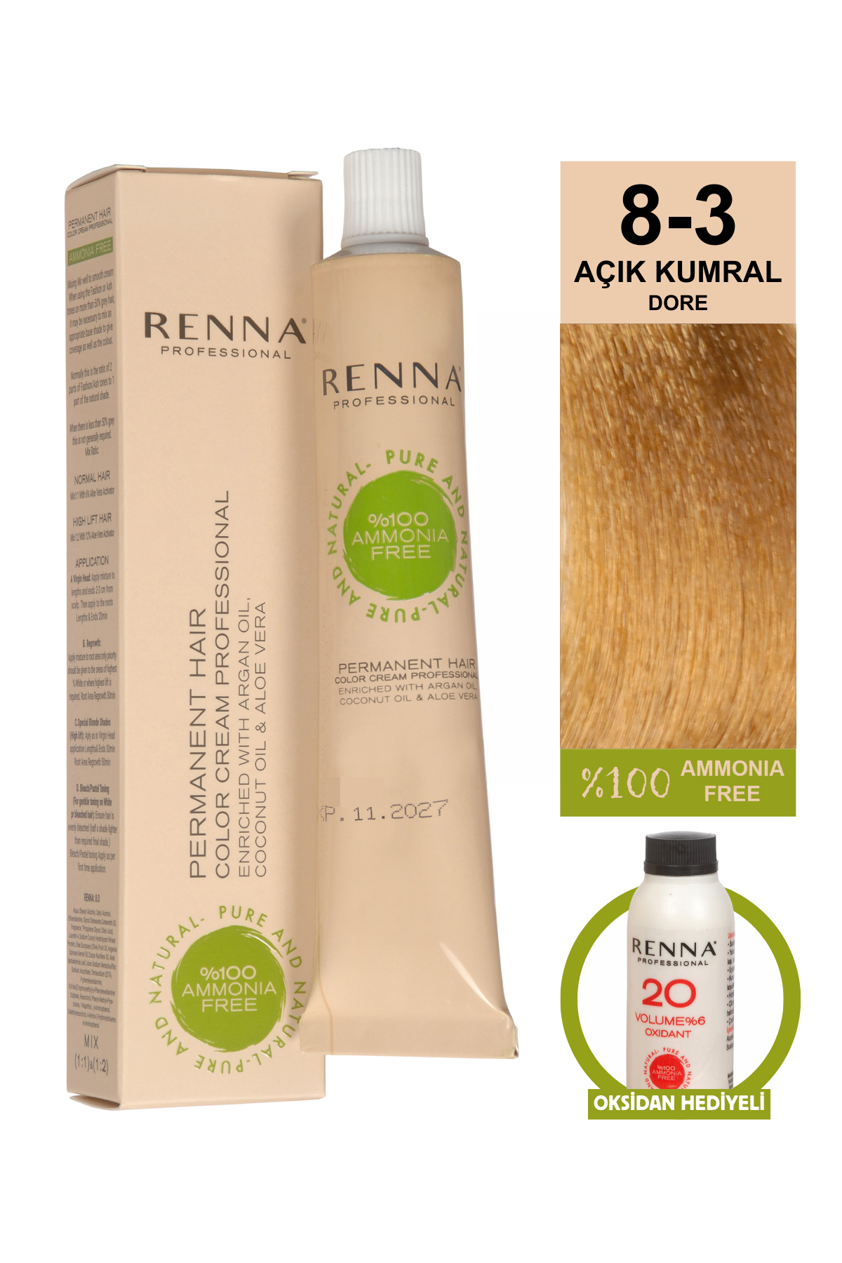 Renna Bitkisel Saç Boyası 8.3 Açık Kumral Dore 60 MlRenna