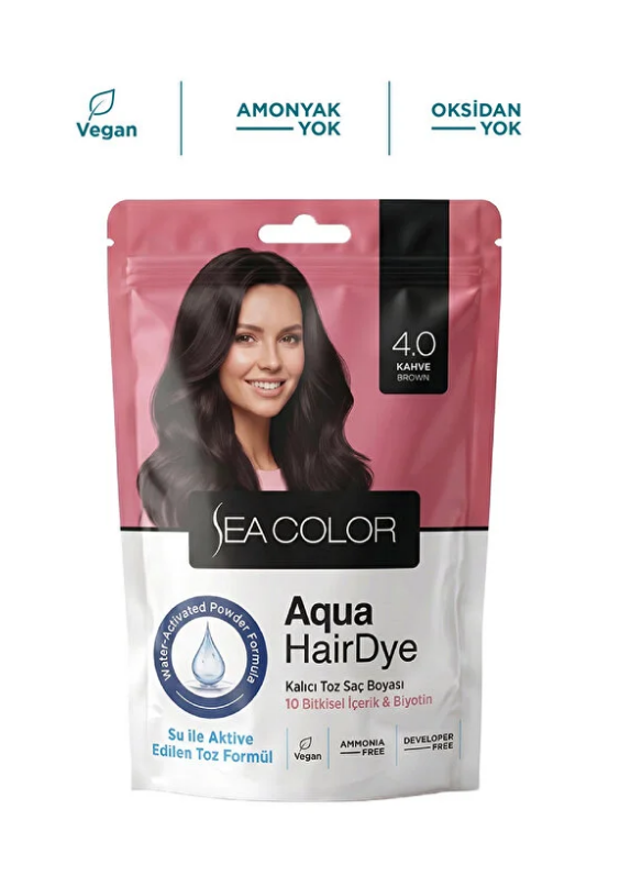 Sea Color Toz Saç Boyası Aqua Hair Dye 4.0 KahveSea Color