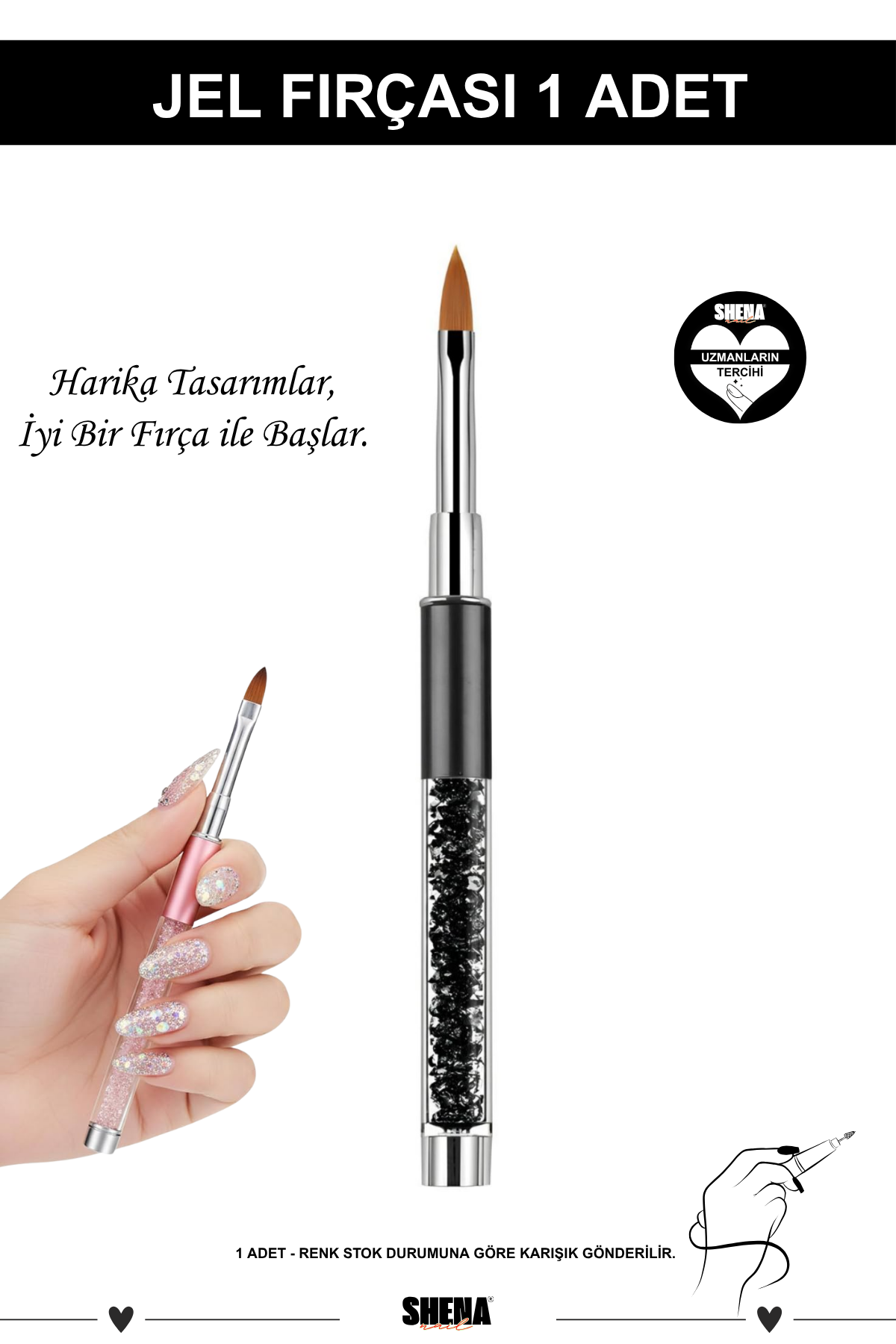 Shena Nail Tırnak Fırçası 1 Adet - Kapaklı BoncukluShena