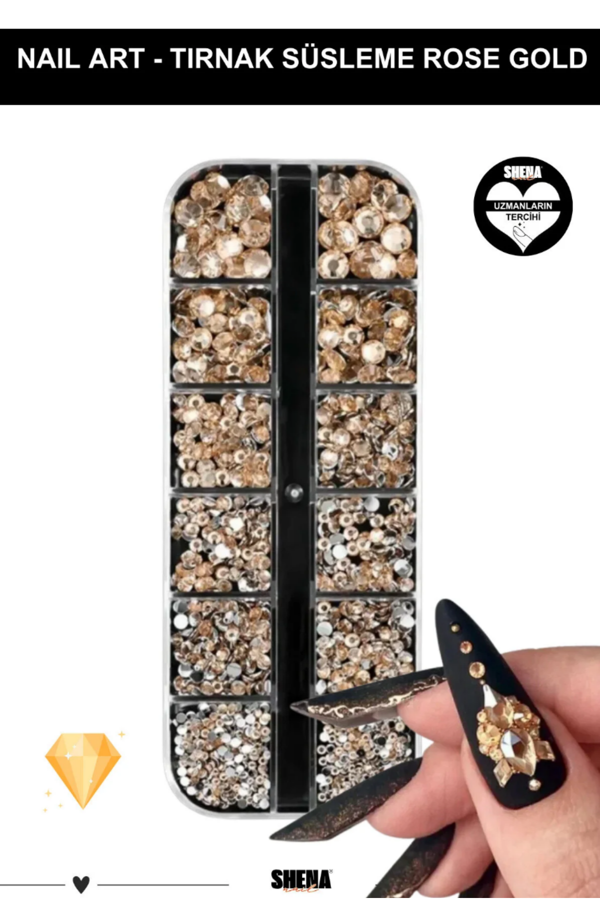 Shena Tırnak Süsleme Taşı Gold Aden3Shena